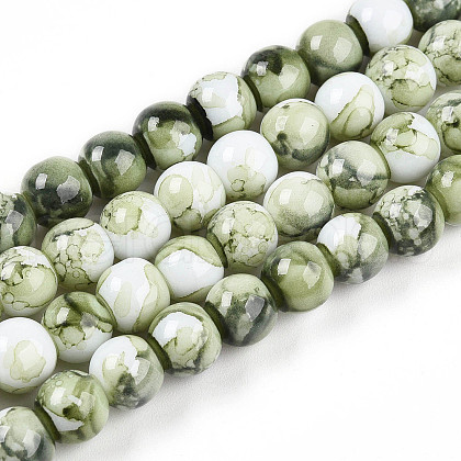 Baking Painted Glass Beads Strands X-DGLA-N003-8mm-C06-1