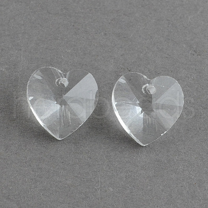 Transparent Glass Heart Pendants EGLA-R082-07-1