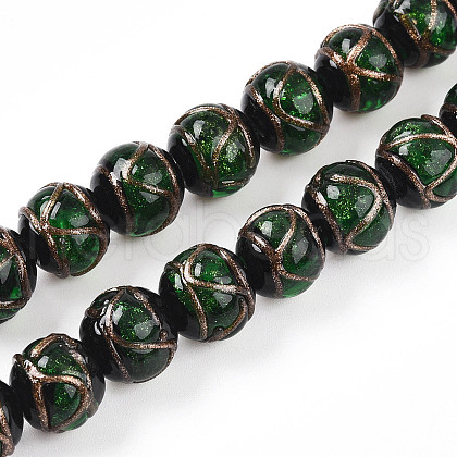Handmade Gold Sand Lampwork Beads LAMP-N026-01B-1
