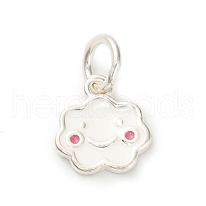 925 Sterling Silver White Enamel Charms STER-C014-02A-S-1