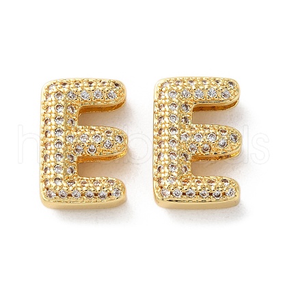 Rack Plating Brass Micro Pave Cubic Zirconia Slide Charms KK-C084-34G-E-1