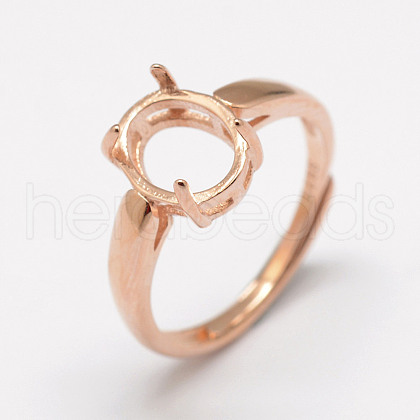 Adjustable 925 Sterling Silver Finger Ring Components STER-P033-17RG-1