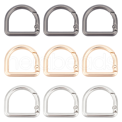 Unicraftale 12Pcs 3 Colors Alloy Spring Gate Rings FIND-UN0003-21-1