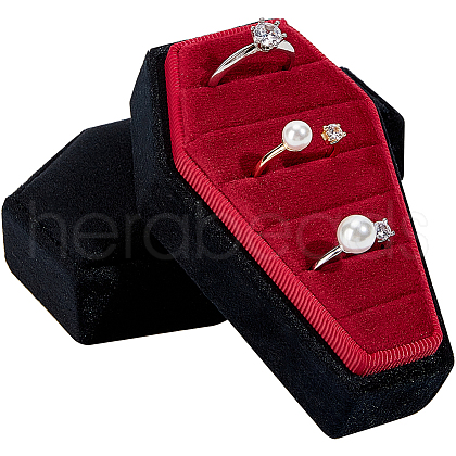 6-Slot Coffin Shaped Velvet Jewelry Ring Organizer Boxes CON-WH20008-01B-1