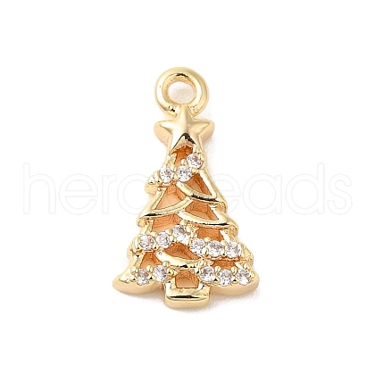Brass Micro Pave Cubic Zirconia Charms KK-P278-07G-1