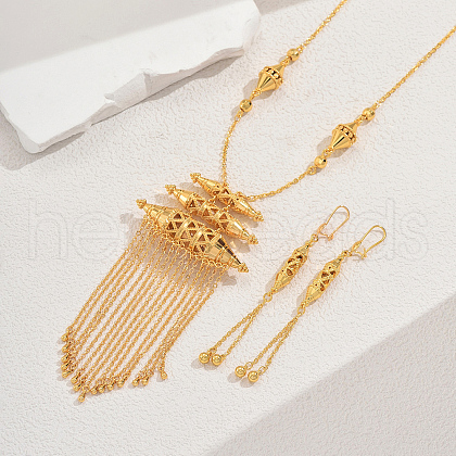 Elegant Brass Geometric Earrings & Necklace Sets for Women's Party Date IK8887-1