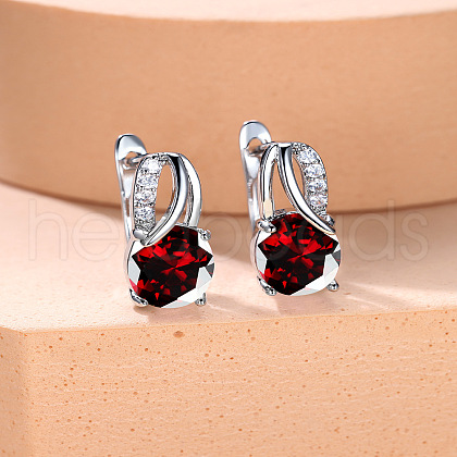 Brass Cubic Zirconia Stud Earrings WG92DFF-09-1
