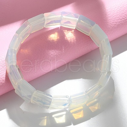 Sqaure Opalite Beads Stretch Bracelets for Women Men BJEW-C097-06X-1