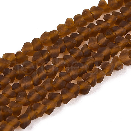 Frosted Transparent Glass Beads Strands GLAA-N016-4mm-01-1