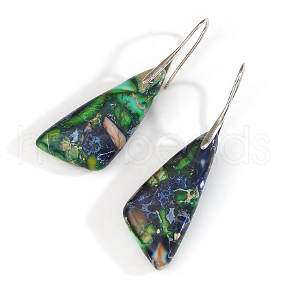 Imperial Jasper Slanting Shape Dangle Earrings PI0276-1-1