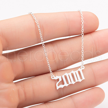 2000 Birth Year Number 201 Stainless Steel Pendant Cable Chain Necklaces FS-WGB5F08-29-1