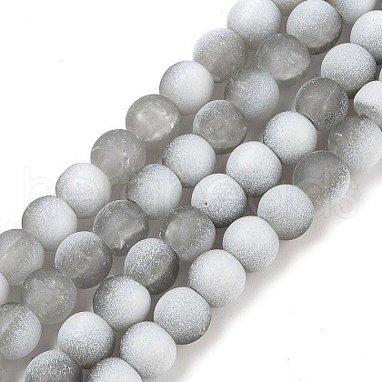 Frosted Crackle Glass Beads Strands X1-GLAA-U001-6mm-M06-1
