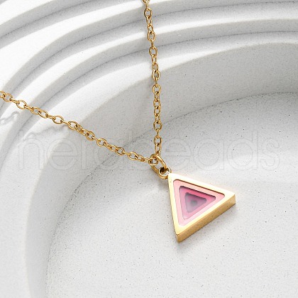 304 Stainless Steel Geometric Pendant Necklaces for Women NJEW-M106-02C-G-1
