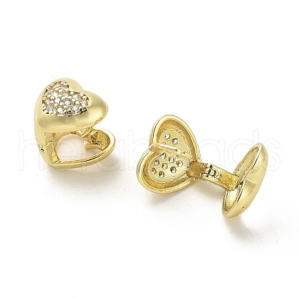 Heart Rack Plating Brass Micro Pave Clear Cubic Zirconia Hoop Earrings EJEW-M240-01G-1