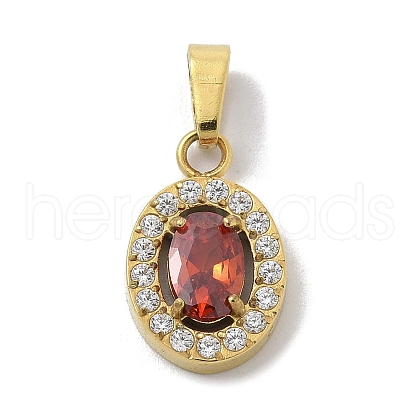 Ion Plating(IP) 304 Stainless Steel Micro Pave Cubic Zirconia Pendants STAS-Z107-05G-06-1