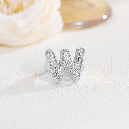 Brass Micro Pave Clear Cubic Zirconia Cuff Rings FS-WG4832E-46-1
