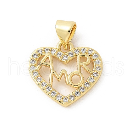 Brass Micro Pave Cubic Zirconia Pendants KK-P294-28G-03-1