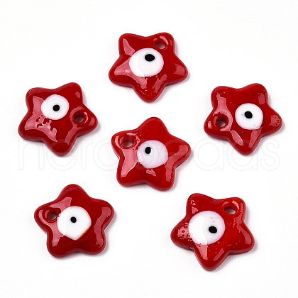 Handmade Evil Eye Lampwork Pendants LAMP-TAC0011-02F-1