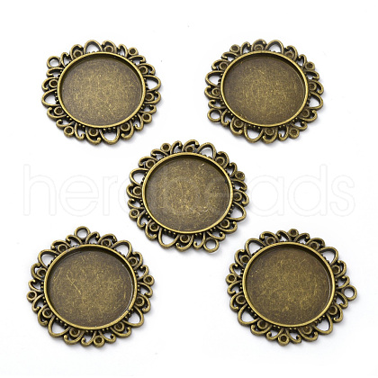 Tibetan Style Alloy Pendant Cabochon Settings PALLOY-P224-03AB-1