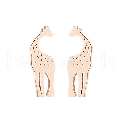 304 Stainless Steel Hollow Out Giraffe Stud Earrings EJEW-PW0002-05RG-1