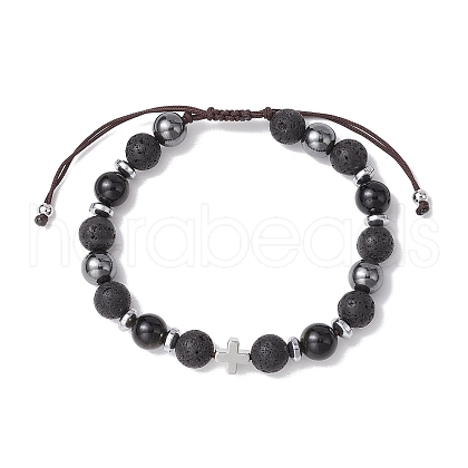 Gemstone Braided Bead Bracelets BJEW-JB11139-02-1