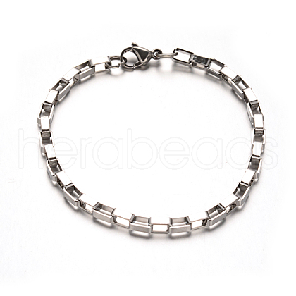 Tarnish Resistant 304 Stainless Steel Box Chain Bracelets BJEW-M165-01P-1