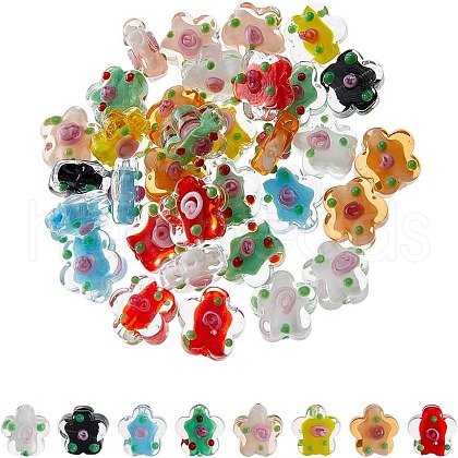 40pcs 8 colors Handmade Bumpy Lampwork Beads LAMP-HS0001-07-1