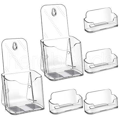 Globleland 2Pcs 1 Layer Transparent Acrylic Wall Mounted Brochure Stand Rack AJEW-GL0001-74-1