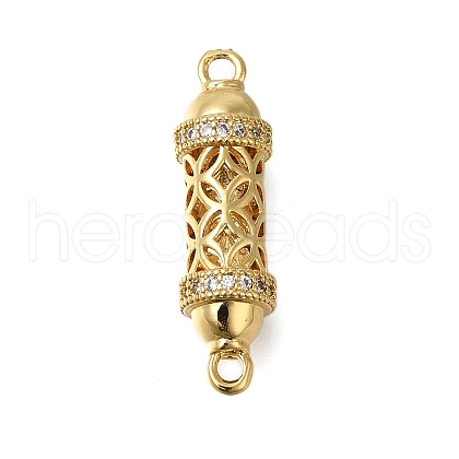 Rack Plating Brass Micro Pave Cubic Zirconia Hollow Column Links Connector Charms ZIRC-F142-50A-G01-1