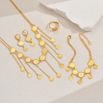 Vintage Ethnic Style Brass Coin Tassel Jewelry Set for Women DI1979-1