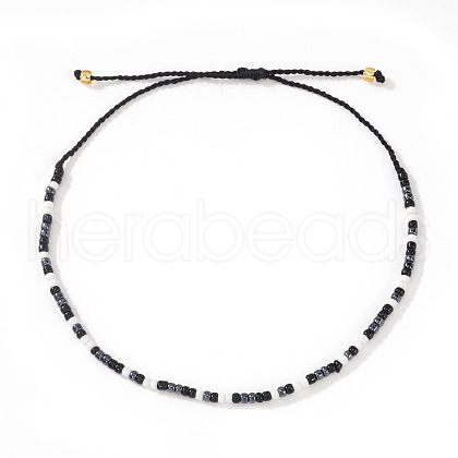 Bohemian Style Glass Seed Round Beads Braided Bead Bracelets RZ1684-11-1