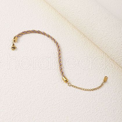 Twisted Nylon Cord Bracelets for Women BJEW-V007-01G-03-1