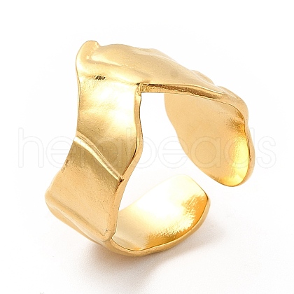 Ion Plating(IP) 304 Stainless Steel Chevron Arrow Open Cuff Ring for Women RJEW-F131-15G-1