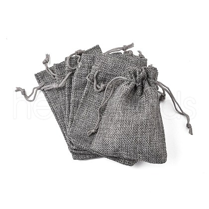 Polyester Imitation Burlap Packing Pouches Drawstring Bags X-ABAG-R005-9x12-04-1
