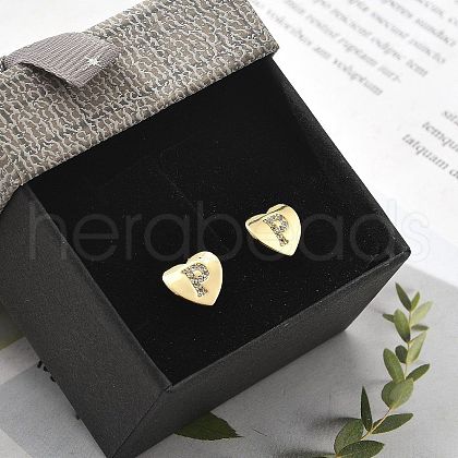 Rack Plating Brass Micro Pave Clear Cubic Zirconia Stud Earrings EJEW-K299-01G-P-1