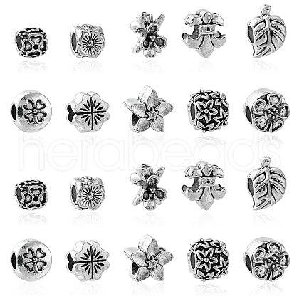 60Pcs 10 Styles Tibetan Style Alloy European Beads TIBE-CJ0001-26-1