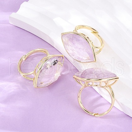 Horse Eye Natural Amethyst Cuff Rings RJEW-M076-04G-05-1