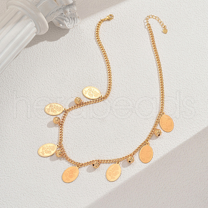 Elegant Brass Geometric Oval Flower Bib Necklaces for Women's Daily Parties Gathering BW2179-1