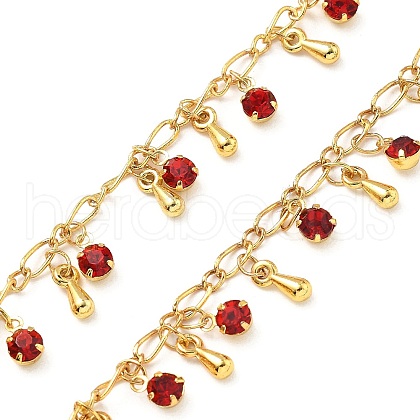 Brass Glass Teardrop Link Chains CHC-R001-08G-1