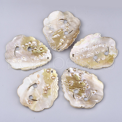 Electroplate Keshi Shell Pearl Big Pendants SHEL-T012-18-1