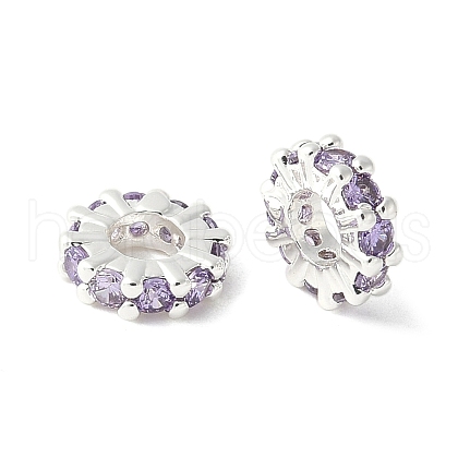 Brass Micro Pave Cubic Zirconia Beads KK-A253-11S-01-1