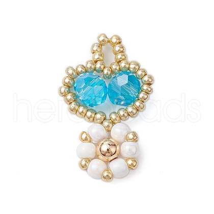 Seed Beads Beaded Charms PALLOY-MZ00312-02-1