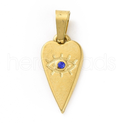 PVD Vacuum Plating 304 Stainless Steel with Capri Blue Rhinestones Pendants STAS-G261-12G-1