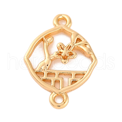 Brass Hollow Flower Rhombus Links Connector Charms KK-S403-08G-1