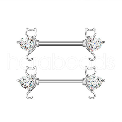 304 Stainless Steel Pave Cubic Zirconia Nipple Rings WGDEAF5-01-1