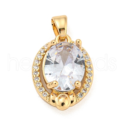 Brass Micro Pave Clear Cubic Zirconia Pendants KK-P263-22KCG-05-1