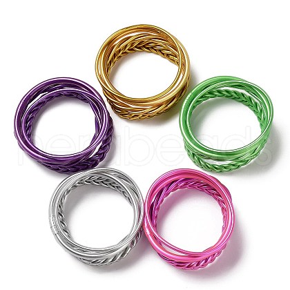 4Pcs 4 Style Plastic Cord Braided Jelly Stretch Bracelets Set BJEW-R313-02-1