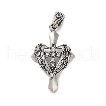 316 Surgical Stainless Steel Micro Pave Cubic Zirconia  Pendants STAS-D304-18AS-1