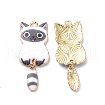 Light Gold Rack Plating Alloy Enamel Pendants ENAM-G210-01LG-03-1