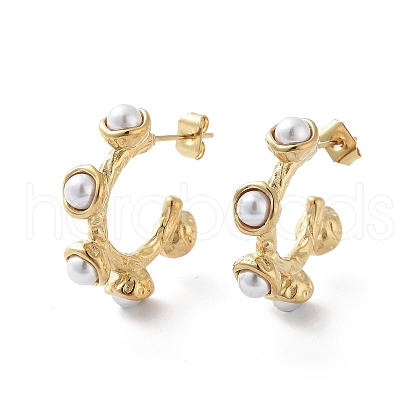 PVD Vacuum Plating 304 Stainless Steel Stud Earrings EJEW-D095-17G-1